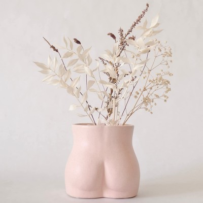 Butt Planter Body Vase Female Form Cheeky Flower Vases w  Drainage Plug [Speckled Matte Pink Ceramic] Woman Booty Shaped Sculpture Modern Boho Decor Plant Pot Feminist Cute Minimalist Small Accent