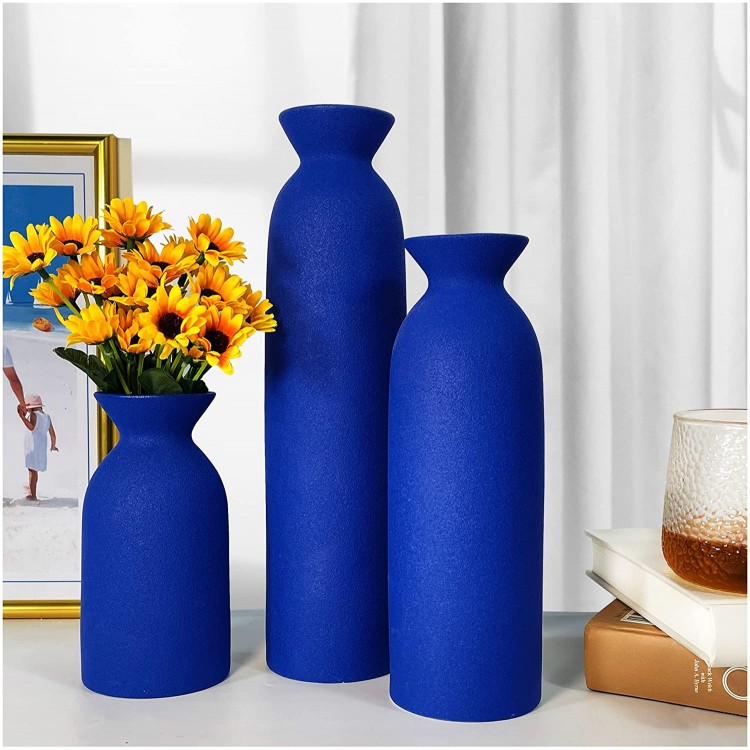 Ceramic Vase Set of 3 Modern Vase for Home Decor Accent 3 Pack Vases Farmhouse Vases for Decor Flowers 6”Small x 9”Middle x 12” Big Vases for Shelf Table Bookshelf Mantle Entryway