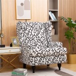 CRFATOP 2 Piece Stretch Wingback Chair Cover Printed Wing Chair Slipcovers Spandex Fabric Wingback Armchair Covers with Elastic Bottom for Living Room Bedroom Wingback Chair Vine
