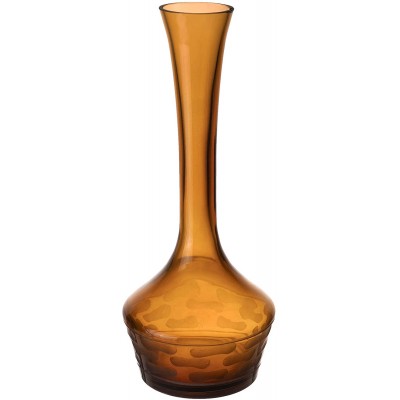 CYS EXCEL Amber Carved Glass Decorative Bud Vase H:14" W:6" | Flower Vase Home Décor Accents | Wedding Table Centerpieces Amber