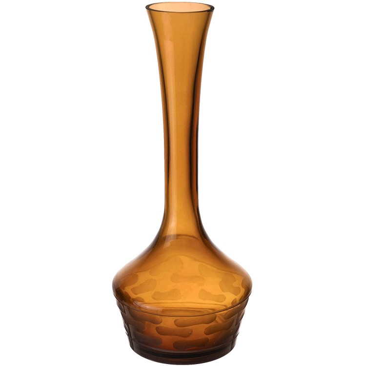CYS EXCEL Amber Carved Glass Decorative Bud Vase H:14 W:6 | Flower Vase Home Décor Accents | Wedding Table Centerpieces Amber