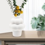 Dolity Creative Ceramic Vase Table Centerpieces Bud Pot Minimalist Flower Arrangement for Dinner Table Home Decor Accent White