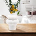Dolity Creative Ceramic Vase Table Centerpieces Bud Pot Minimalist Flower Arrangement for Dinner Table Home Decor Accent White