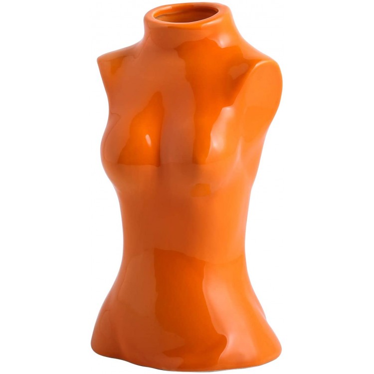 Female Vase Form Body Flower Vase Ceramic Vases for Modern Home Decor Orange