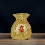 Fenteer Chinese Flower Vase Planter Pot Money Bag Shape Feng Shui Accent Gold Piggy Bank Lucky Decorations for Home Decor Furnishing Office Party L 1