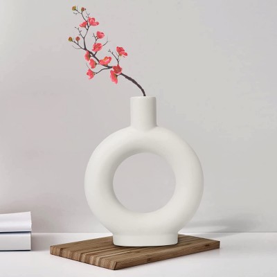 Frontsea Ceramic Flower Vase 9 Inch Nordic Minimalist Vase for Home Décor Coffee Table Bookshelf Kitchen Centerpieces Living Room Wedding and Office Perfect Home Decoration Vase
