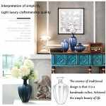 GAOXIAOMEI Modern Home Turquoise Decor Accent Vase,Diamond Geometric Shape Solid Color Hand Blown Art Glass Vase,Decorative Vases for Living Room Mantel Table Decoration Gift
