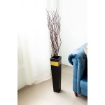 Green Floral Crafts 27-inch Rectangle Tall Floor Vase Handcrafted for Dried Flower Branches Artificial Floral Arrangements Ideal Home Office Party and Living Room Decoration Black with Gold Accent