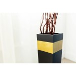 Green Floral Crafts 27-inch Rectangle Tall Floor Vase Handcrafted for Dried Flower Branches Artificial Floral Arrangements Ideal Home Office Party and Living Room Decoration Black with Gold Accent
