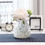 Handblown Glass Vase Decorative Flower Vase with White Crackle Finish Stylish for Home Decor 6.3 inch 16cm Tall for Living Room Dining Tabletop Centerpiece Statement Office DecorationM- Crackle