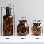 Handmade Leopard Print Glass Vase Centerpiece Decorative Flower Vase Stylish for Home Decor 6.3 inch 16cm Tall for Living Room Dining Tabletop Statement Office DecorationM-Leopard