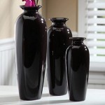 Hosley Set of 3 Black Ceramic Vases. Ideal Gift for Wedding or Special Occasions for Use in Home Office Decor Spa Aromatherapy Settings O9