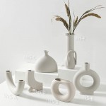 INGLENIX Grey White Ceramic Vases Nordic Minimalism Style Decoration for Centerpieces Kitchen Office or Living Room WhiteSmoke Modern Geometric Decorative Vases for Home Decor INS-E