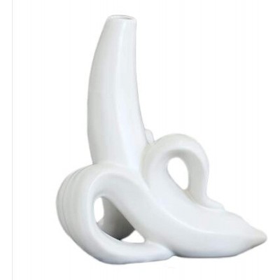 JUZZQ for Office Garden Family Room Abstract Ornaments Figurines Art Gift Home Decor Accents Figurine Ornaments,Ceramic Banana Furnishings White Banana Vase Unique Ornaments Desk Home Decoration