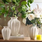 KORANGE Bud Vase Set of 3 White Ceramic Vase Vases for Decor Decorative Vase Flower Vase Vases for Centerpieces Home Décor Accents
