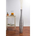LEEWADEE Large Floor Vase – Handmade Flower Holder Made of Wood Sophisticated Vessel for Decorative Branches and Dried Flowers 36 inches Silver-Coloured