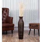 LEEWADEE Large Floor Vase – Handmade Flower Holder Made of Wood Sophisticated Vessel for Decorative Branches and Dried Flowers 28 inches Brown