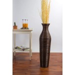 LEEWADEE Large Floor Vase – Handmade Flower Holder Made of Wood Sophisticated Vessel for Decorative Branches and Dried Flowers 28 inches Brown