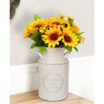 LESEN 10 Inch Modern Farmhouse Metal Flower Vase Galvanized French Milk Can Country Jug Container Table Centerpiece Rustic Home Decor for Fireplace and Artificial Flower Arrangements