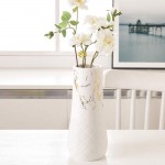 LIONWEI LIONWELI 9inch White Gold Ceramic Flower Vase Home Decor Vase and Table Centerpieces Vase Ideal Gifts for Friends and Family Christmas Wedding Bridal Shower