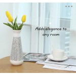 Luxspire Decorative Vases Durable Resin Flower Vase Unique Glass Mosaic Design Table Centerpiece Vase Container with Brim Shaped Home Accents for Living Room Bedroom Kitchen White