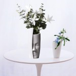 MagiDeal Abstract Ceramic Human Half Face Vase Flower Vase Nordic Small Accent Home Office Living Room Desk Decor Beige