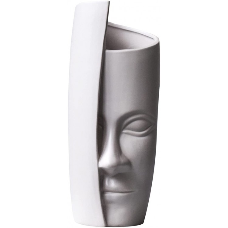 MagiDeal Abstract Ceramic Human Half Face Vase Flower Vase Nordic Small Accent Home Office Living Room Desk Decor Beige