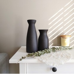 MINIKLE Black Ceramic Vase Set of 2 for Home Decor Modern Decorative Vase for Pampas Grass Dried Flowers and Bud