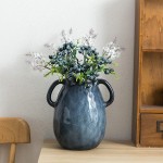 Modern Ceramic Vase Glossy Glazed Flower Pots with Two Handles for Home Decor Wedding Centerpieces 7.1 High Blue