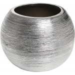 MyGift 7-Inch Round Modern Metallic Gold-Tone Ridged Ceramic Plant Flower Planter Pot Decorative Bowl Vase