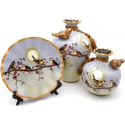 NEWQZ Ceramic Vases Set of 3 for Home Decor Chinese Vase Set for Living Room Decoration Grey