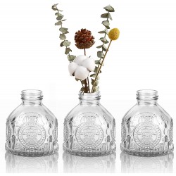 OppsArt Glass Bud Vases for Decor Set of 3 Small Clear Decorative Vases for Farmhouse Fireplace Modern Centerpiece Floral Decoration for Home Office Living Room Shelf Table Vintage Plant Gift