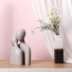 Quoowiit Figure Statue for Home Decorations Living Room Decorations Office Decor Abstract Figurines Decor Items for Shelf Bookself TV Stand Decor-140 Couple Grey