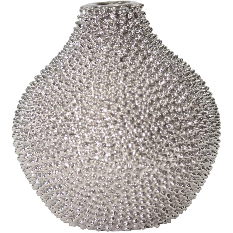 Sagebrook Home Spike Ceramic Vase Accent Piece | Living Room Bathroom Office and Bedroom Decor | Special Occasion Flower Arrangement Centerpiece 9.5x9.5x10 Silver 9.5 x 9.5 x 10 Inches