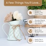 Sahvie’s Treasures Faux Flowers in Vase Beautiful Artificial Flowers in Vase for Farmhouse Living Room Decor Includes 3 Burlap Flowers and Decorative Jug Vase for Shabby Chic Home Decoration