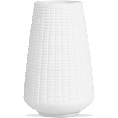 SANFERGE Geometric Ceramic Flower Vase with Corn Kernels Shape for Home Decor Office Decoration 5.5 Inch White