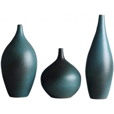 Set of 3 Matte Teal Ceramic Flower Vases Decorative Modern Gradient Floral Vase Set for Home Decor Living Room Centerpieces and Events 3pcs