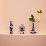 Set of 3 Small Blue & White Porcelain Vases Fambe Glaze Porcelain Vases Set of 3 Classic Ceramic Flower Vases for Home Décor