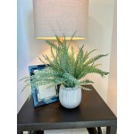 Small Artificial Fern Indoor Faux Rustic Plants Peacock Grass Fern Greenery in Ceramic Vase Potted Plant for Shelves Bedroom Decor Decorative Home Decor Striped Vase by Naturally Home Accents