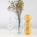 Small Glass Vases Nordic Simple Bud Vase Creative Crystal Clear Flower Vases for Hydroponics Decorative Bottles Centerpieces for Wedding Events Rustic Home Decor Office Table Décor Clear,ball-A