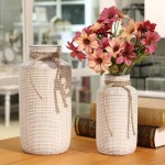 TERESA'S COLLECTIONS Ceramic Decorative Vase Rustic Farmhouse Vases for Home Decor Table Mantel Living Room Decoration 11 inch Set of 2