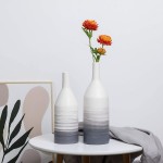 TERESA'S COLLECTIONS Modern Ceramic White and Grey Vase for Home Decor Set of 2 Elegant Decorative Vase for Mantel Fireplace Kitchen Living Room Decoration H12.5 & 10.9