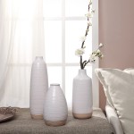 TERESA'S COLLECTIONS Rustic White Ceramic Vases for Home Decor Decorative Glaze Farmhouse Tall Vases for Mantel Fireplace Living Room Decoration-Set of 3