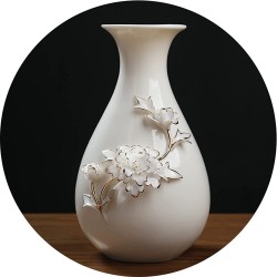 Vase Ceramic Carved Flower for Home Decor 8" Handmade Table Centerpiece Accent Container for Living Room Decorations Home Decor Modern Farmhouses Color : White 3 Size : 11x11x21 cm
