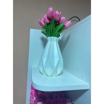 Vase Plastic Vase for Flowers Unbreakable,Ceramic Look Decor Vase Geometric Style Accent Vases for Home Decor Living Room Table Home Office Decor