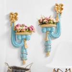VBNHGF Home Décor Accents Collectible Figurines Home Decorative Wall Vase Artificial Flowers Shelf Art Hanging Resin Mural Craft Wedding Living Room Ornament Wall Decor-Blue H:58CmL:25CmW:11Cm
