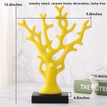 WEIDILIDU Ceramic Statue Modern Style Jewelry Frame Ceramic Vase Yellow Home Decor Pottery Decorative Sculpture Creative Home Souvenirs Collections Wedding Supplies Ceramic Tree Yellow 696