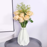 White Plastic Vase for Flowers Unbreakable ,Ceramic Look Decor Vase Geometric Style Accent Vases for Home Decor Living Room Table Home Office Decor