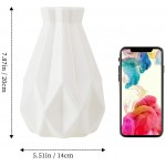 White Plastic Vase for Flowers Unbreakable ,Ceramic Look Decor Vase Geometric Style Accent Vases for Home Decor Living Room Table Home Office Decor