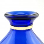 YILE Glass Vase for Flowers Rounded Small Blue Glass Vase for Home Decor Gift Centerpieces Events Dark Blue & Gold